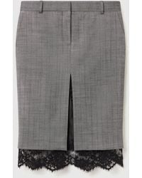 Stella McCartney - Lace-trimmed Pinstripe Midi Skirt - Lyst