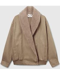 Stella McCartney - Vegan Suede Plush-trimmed Jacket - Lyst