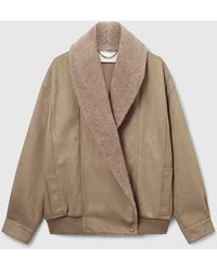 Stella McCartney - Vegan Suede Plush-trimmed Jacket - Lyst
