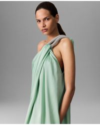 Stella McCartney - Lead-free Crystal Chain Link Asymmetric Draped Maxi Dress - Lyst