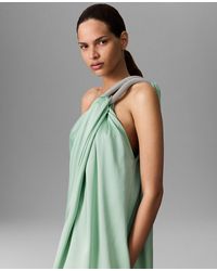 Stella McCartney - Lead-free Crystal Chain Link Asymmetric Draped Maxi Dress - Lyst