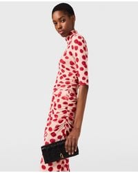 Stella McCartney - Raspberry Print High-neck Mesh Top - Lyst