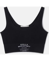 Stella McCartney Logo Rib Knit Cropped Tank Top - Black