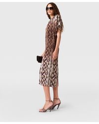 Stella McCartney - Snake Print Shoulder Pad Midi Dress - Lyst
