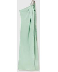 Stella McCartney - Lead-free Crystal Chain Link Asymmetric Draped Maxi Dress - Lyst
