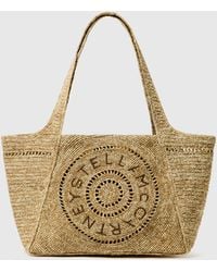 Stella McCartney - Logo Small Crochet Raffia Tote Bag - Lyst