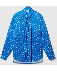 Stella McCartney - Star Print Bow-Tie Satin Shirt - Lyst