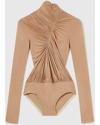 Stella McCartney - Crepe Jersey Draped Bodysuit - Lyst
