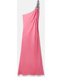 Stella McCartney - Falabella Crystal Chain Double Satin One-shoulder Gown - Lyst
