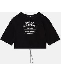 Stella McCartney Old Bond Steet Logo Cropped Cotton T-shirt - Black