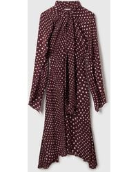 Stella McCartney - Tie-Neck Polka Dot Silk Dress - Lyst