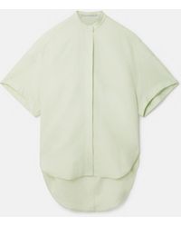 Stella McCartney - Linen-cotton Oversized Collarless Shirt - Lyst