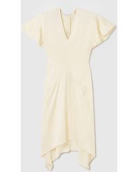 Stella McCartney - V-Neck Short-Sleeve Satin Midi Dress - Lyst
