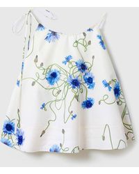 Stella McCartney - Embroidered Cornflower Sleeveless Frill Top - Lyst