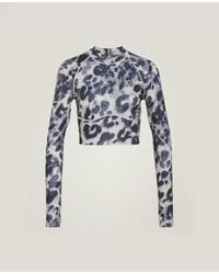 Stella McCartney - Truepurpose Training Leopard Print Long-sleeve Cropped Top - Lyst