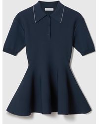 Stella McCartney - Compact Knit Peplum Polo Top - Lyst