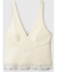Stella McCartney - Lace-trim V-neck Top - Lyst