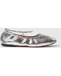 Stella McCartney - Metallic Crackled Chain-detail Ballerina Flats - Lyst