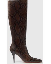 Stella McCartney - Square-toe Snake Knee-high Stiletto Boots - Lyst