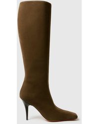 Stella McCartney - Square-toe Suede Knee-high Stiletto Boots - Lyst