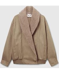 Stella McCartney - Vegan Suede Plush-trimmed Jacket - Lyst