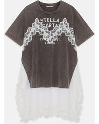 Stella McCartney - Lace Insert T-shirt Midi Dress - Lyst