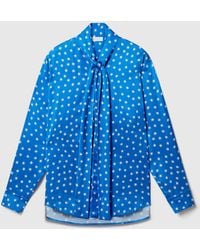 Stella McCartney - Star Print Bow-Tie Satin Shirt - Lyst