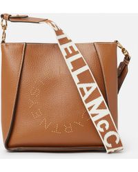 Stella McCartney Stella Logo Grainy Studded Shoulder Bag - Brown