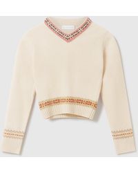 Stella McCartney - Fair Isle V-Neck Cropped Sweater - Lyst