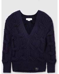 Stella McCartney - Falabella Cable-Knit V-Neck Jumper - Lyst
