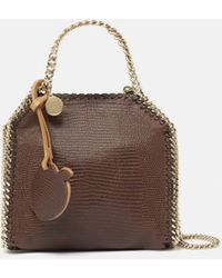 Stella McCartney - Falabella Scale-Embossed Tiny Tote Bag, , Chocolate - Lyst