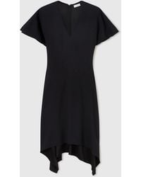Stella McCartney - V-Neck Short-Sleeve Satin Midi Dress - Lyst