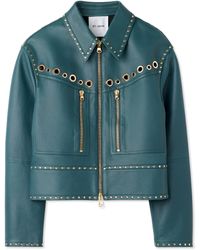 St. John - Doubleface Leather Embellished Jacket - Lyst