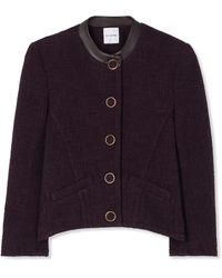 St. John - Terry Tweed And Leather Jacket - Lyst