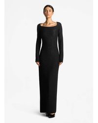 St. John - Sequin Twill Knit Square Neck Gown - Lyst