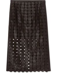 St. John - Geometric Weave Leather Skirt - Lyst