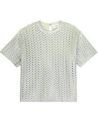 St. John - Lacquered Crochet Knit Top - Lyst