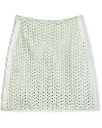 St. John - Lacquered Crochet Knit Skirt - Lyst
