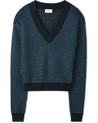 St. John - Stretch Mesh Knit V-neck Sweater - Lyst