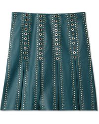 St. John - Doubleface Leather Embellished Skirt - Lyst