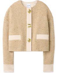 St. John - Italian Tweed Contrast Trim Short Jacket - Lyst