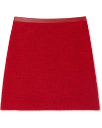 St. John - Terry Tweed And Leather Skirt - Lyst