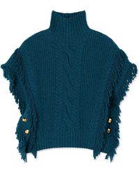 St. John - Fringe Cable-knit Sweater - Lyst