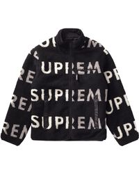 supreme reversible logo fleece jacket orange