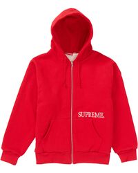 supreme zip up hoodie red