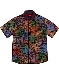 supreme patchwork knit zip up polo