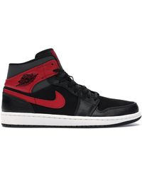 air jordan 1 mid black particle grey gym red