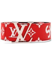 supreme faux snakeskin belt red