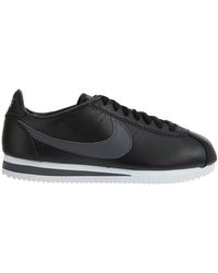 nike cortez leather black white