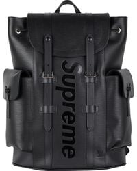 black leather supreme backpack